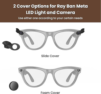 Camera Privay Cover for Ray-Ban Meta Glasses, Adjustable Lens Protector Set for Wayfarer/Skyler/Headliner(Gen 1&Gen 2) Smart Glasses Accessories 9PCS Black