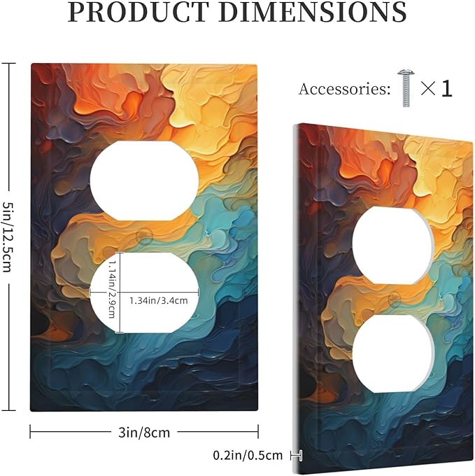 Abstract Colorful Modern Luxury Rainbow 1 Gang Duplex Receptacle Switch Wall Plate Decorative Switchplate Outlet Covers Electrical Plug Cover Faceplate for Bathroom Home Decor 5 X 3 IN