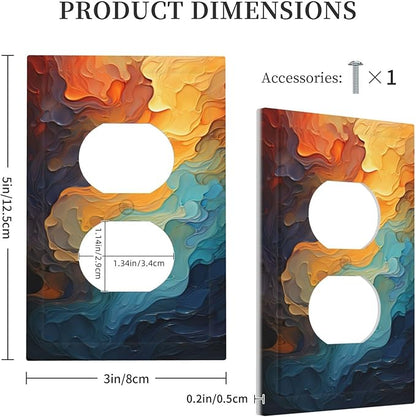 Abstract Colorful Modern Luxury Rainbow 1 Gang Duplex Receptacle Switch Wall Plate Decorative Switchplate Outlet Covers Electrical Plug Cover Faceplate for Bathroom Home Decor 5 X 3 IN