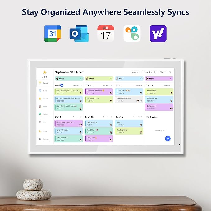 Digital Calendar, 15.6 Inch Wall Planner Electronic Calendar & Chore Chart, Smart Touchscreen Interactive Display for Family Schedules, Great for Organizing Your Routines, Wall & Desk Mountable