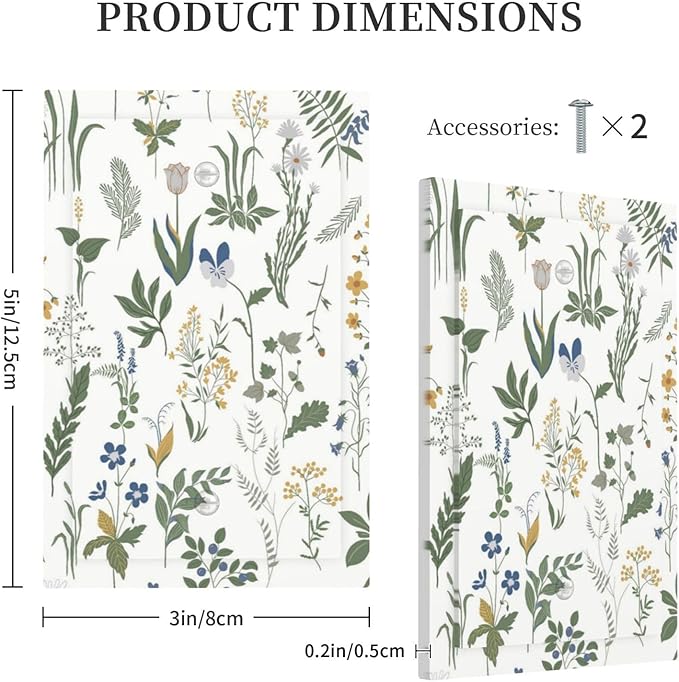 Light Switch Cover Plate Floral Green Leaf Plant Flowes 1 Gang No Device Blank Electrical Wall Plates Faceplate Decorative Switch Plate For Bed Room Farmhouse Decor