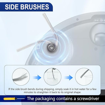 34 Pack Q7 M5+ Replacement Accessories Compatible with Roborock Q7 M5 / Q7 M5+ / Q7 L5 / Q7 L5+ Robot Vacuum, 2 Mainbrushes, 6 Scent Tablets, 6 HEPA Filters, 6 Dust Bags, 6 Mop Pads, 6 Side Brushes