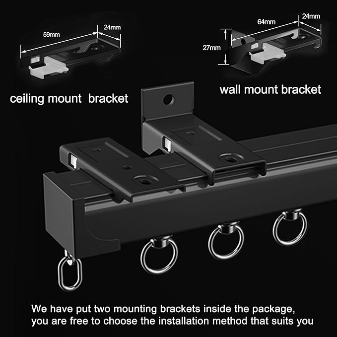 Ceiling Mounted Curtain Track - Rail for Drapes, Room Dividers - Sliding Curtain Rail for Living Room