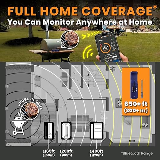 MeatStick Chef X Bundle [2-Probe/650ft Range] | Quad Sensors Smart Wireless Meat Thermometer with Bluetooth | for Grilling, BBQ, Air Fryer, Deep Frying, Oven, Sous Vide, Rotisserie