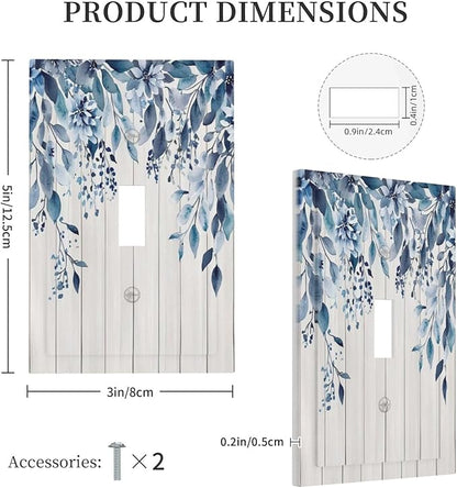 Eucalyptus Rustic Watercolor Plant Decorative Light Switch Cover 1 Gang Single Toggle Device Electrical Faceplate Switchplates Decorator Outlet Wall Plate For Farmhouse Home Decor