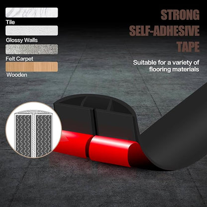 Floor Cord Cover Self Adhesive Cord Hider,10FT Cable Management, Extension Strip Protector for Wires, Prevent Cable Trips for Offices, Gyms, Exhibitions Cavity:0.3"(W) x 0.28"(H) Black