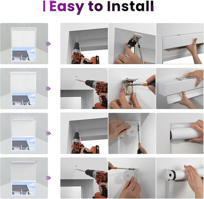 Astomi Motorized Roller Shades for Windows, Blackout Smart Blinds for Indoor, Effortless Remote & Voice Control, Compatible with Alexa, Google Home, Custom Size，Fabric-Pure White