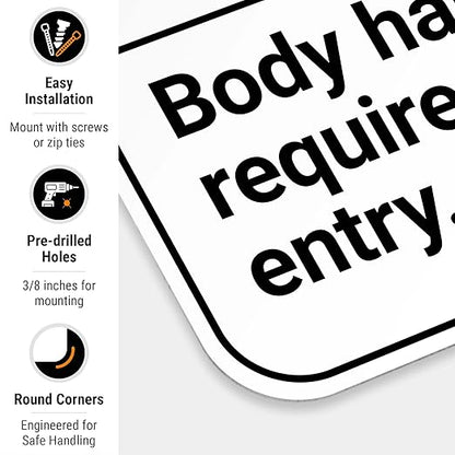 Safety Instructions Body Harness Required for Entry Sign, 12x18 Inches, Rust Free .063 Aluminum, Fade Resistant, Made in USA by Sigo Signs