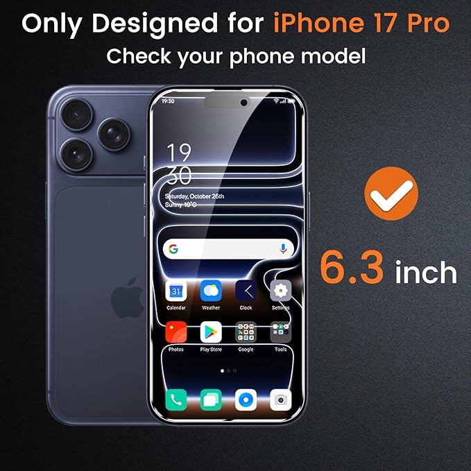 4 Pack Privacy Screen Protector for iPhone 17 Pro 6.3-Inch with 4 Pack Camera Lens Protector, Anti Spy Tempered Glass Film 9H Hardness Bubble Free Case Friendly