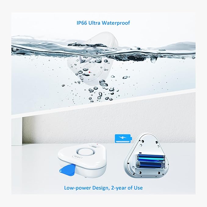 Smart Water Leak Detectors for Home WiFi with App Alerts, Stechro Ajustable 120dB Water Sensor Alarm Leak Detector for Basements Sink Kitchen Laundry, 5 Water Sensors & 1 Rechargeable Gateway