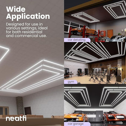 Neatfi LED Super Bright Garage Light, 52, 800 Lumens, Ceiling Lighting for Auto Shops, Gym, Basement, Warehouse, Barber and Beauty Salons (3 Rectangles, Cool White)