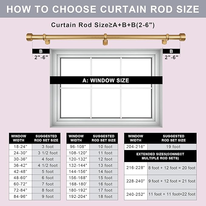 Heavy Duty Curtain Rods,1 1/4" Large Diameter Premium Nonadjustable Curtain Rod,120in/10ft Custom Window Treatment Rods with Durable Aluminum Brackets and End Caps,Gold Finish