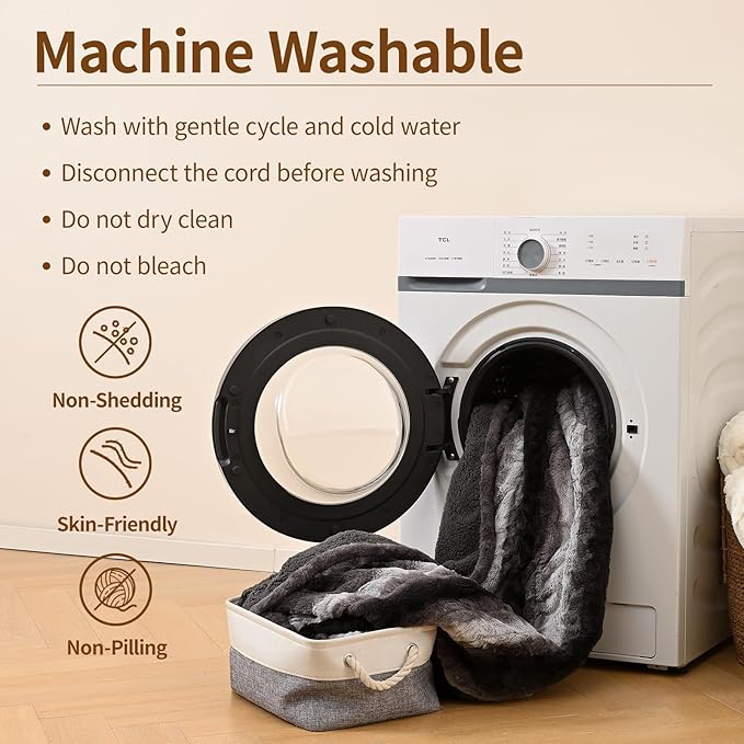 Bearhug Heated Blanket 6 Heat Settings Electric Blanket, 4-Hour Auto Shut-Off, Luxurious Faux Fur & Sherpa Dual-Sided Heated Throw, Machine Washable, 50 x 60 Inches, Gift-Ready Elegant Packaging