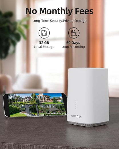 Security Cameras Outdoor Wireless,4 Cam-Kit,No Subscription,360° Pan & Tilt Home Security Cameras System,2K Color Night Vision