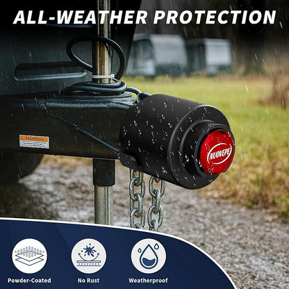 Trailer Lock Fits 2 5/16 Inch Couplers, Secures Safety Chains Anti-Theft Ball Hitch Lock, Pry-Resistant & Heavy-Duty Trailer Hitch Locks for RV | Cargo | Camper | Dump Trailer (Red)