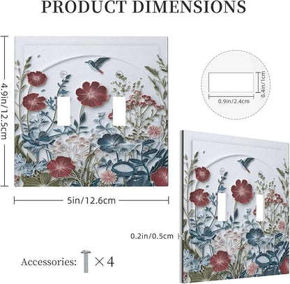 Wildflowers Rustic Flowers Floral Plants 2 Gang Double Toggle Wall Plate Cover Decorative Light Switch Covers Electrical Faceplate Switch Plates for Bathroom Kitchen Home
