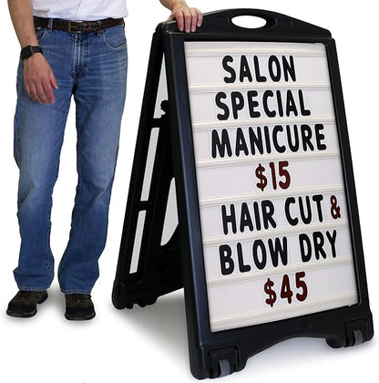 SmartSign 24"x36" Changeable Message Sign Board Sidewalk Sign, Standard Portable BigBoss & Letter Kit for Outdoor, Business, Large Black Standing Frame with Wheels, USA-Made