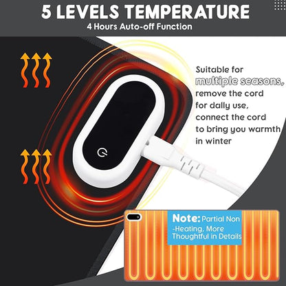 Konohan Heated Large Desk Mat PU Leather Warm Mouse Pad with 5 Heating Level & 4 Hour Auto Shut-Off Heating Keyboard Pad Warmer Gaming Mice Mat Only Supports 110v(Black Color,35.4"x 14.2")