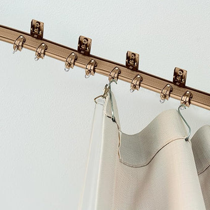 Jetec Curtain Tracks Ceiling Flexible Curtain Track Bendable Rail Curved Wall Mounted for Living Room Bedroom Divider Rod RV(20 Meter/ 65.6 Feet,Brown)