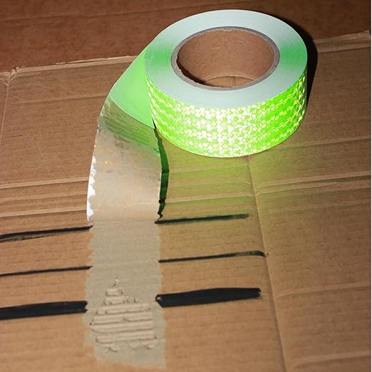 Green Reflective Tape Outdoor Waterproof 2 inch Wide, High Visibility Warning Industrial Marking Tape, Safety Stickers (68 feet,10 Rolls)
