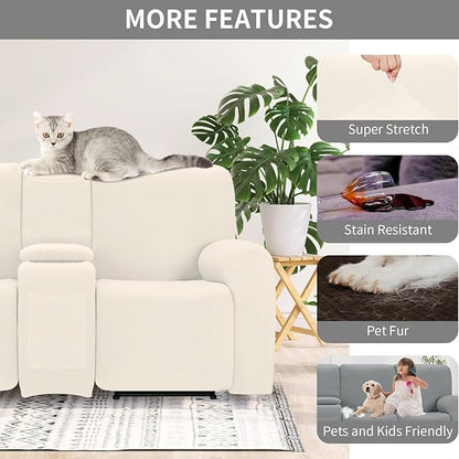Easy-Going 100% Waterproof Recliner Cover Additional Seat Cover for Reclining Couch, Stretch Sofa Covers Washable Furniture Protector for Kids & Pets, 1 Seat, Beige