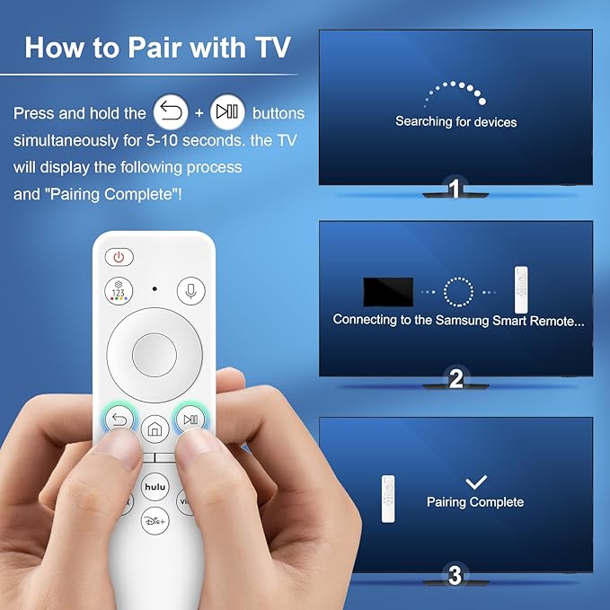 Rechargeable Voice Remote for Samsung Smart TVs, Replacement for 2021–2025 Samsung TV Remote Control with Voice Search. 2-Year Warranty.