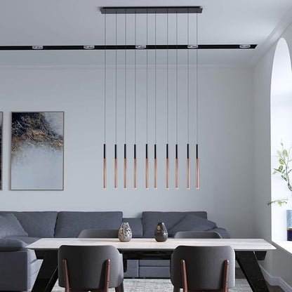 ALTAIR 10 Mini Pendant Lighting Black-Copper - LED Hanging Light Fixture for Kitchen Island, Bar, Foyer - Cluster Pendants - Dimmable, Adjustable Wire, Lamp Bulb Included