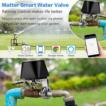 UseeLink Matter Water Valve, Smart Water Shut Off Valve, Automatic Valve Controller Timer,Compatible with Alexa,Apple Home, 2 Packs