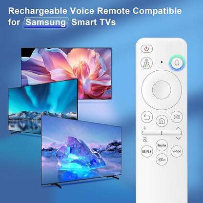Rechargeable Voice Remote for Samsung Smart TVs, Replacement for 2021–2025 Samsung TV Remote Control with Voice Search. 2-Year Warranty.