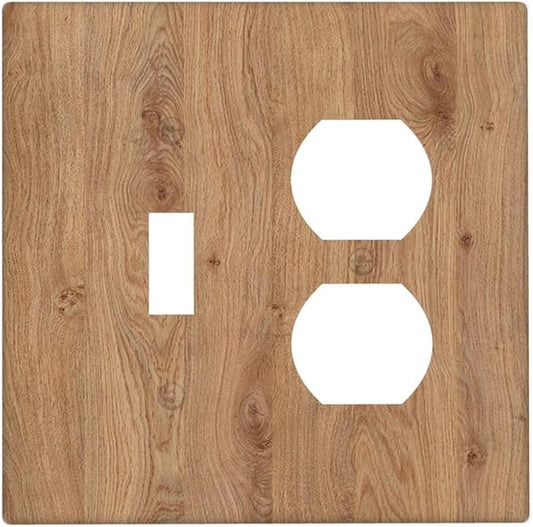 Wallplates Vintage Rustic Wood Color Brown Wood Grain 1 Toggle 1 Duplex Switch Plate Electrical GFCI Faceplate Decorative Light Switch Covers for Farmhouse Cabin Decor