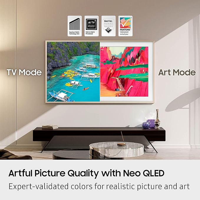 Samsung 75-Inch Class The Frame Pro LS03FW 4K Neo QLED Mini LED Smart TV (2025 Model) Slim Fit Wall Mount, Modern Frame Design, Wireless One Connect, NQ4 AI Gen3 Processor, Art Mode, Alexa Built-in