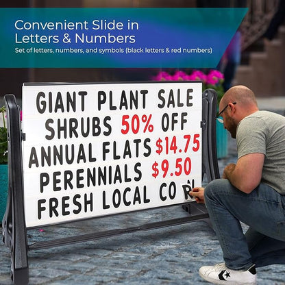 SmartSign 36"x48" Changeable Message Board Sidewalk Sign, Standard Portable Swinger Sign & Letter Kit for Outdoor, Business, Large Black Standing Frame with Wheels, USA-Made