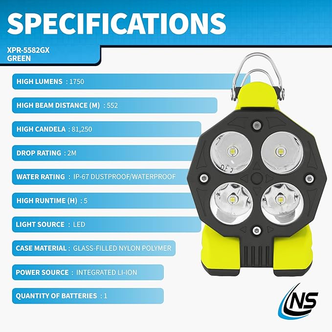 Nightstick XPR-5582GX INTEGRITAS 82 Intrinsically Safe Lantern w/Articulating Head - Li-Ion - Green - UL913