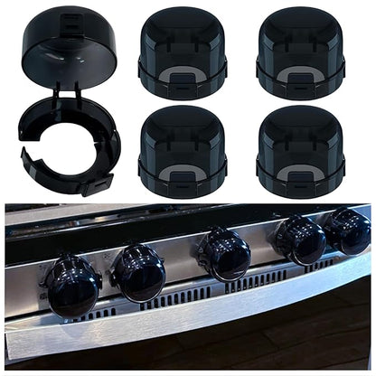 Stove Knob Covers for Baby Safety (5 Pack), Stove Knob Safety Covers, Prevent Kids-Pets from Gas Stove Knob Locks, Childproof Oven Lock Knob Covers with Adhesive, Heat-Resistant Upgraded-Black
