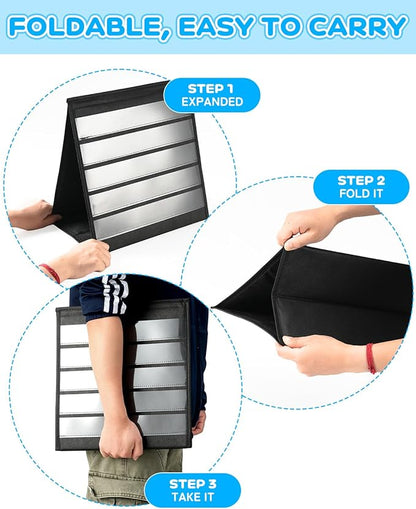 UCEC Foldable Portable Sticker Display Stand-5 Layers Double Sided, Non-Woven Fabric Sticker Holder Display, Pocket Chart for Craft Shows, Vendor Events & Small Business Showcases (17×13in)