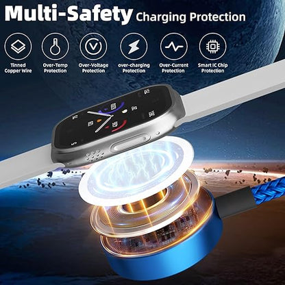 Dual Type-C 4 in 1 Charging Cable for Apple iWatch Charger, Travel Essentials Multi Charging Cable iPhone Charger Cord Compatible with iWatch Ultra/SE/10-1, iPhone17 16 15 14, Android-1Pc 5FT
