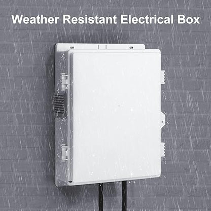 Outdoor Electrical Junction Box, ABS Water Resistant Enclosure with Internal Mounting Panel & Hinged Cover (13" H* 9.2" L* 3.7" W)