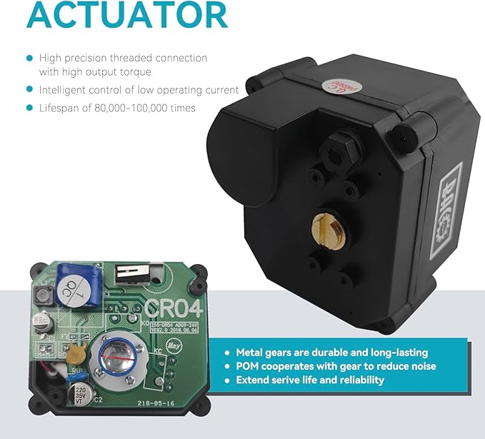 BACOENG Motorized Ball Valve, 2 Wire Auto Return 1" Brass Electrical Ball Valve with Standard Port, AC/DC9-24V Manually Closable (Normally Closed), Black