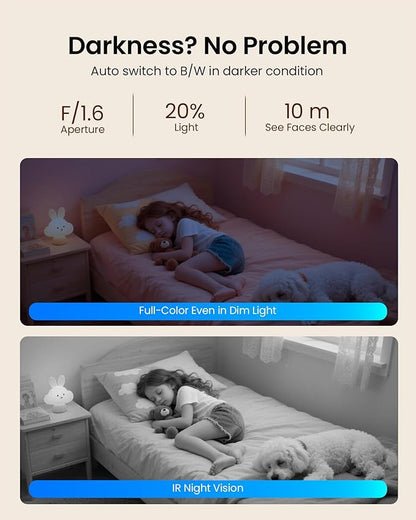 4K 8MP Indoor Security Camera, WiFi Camera with 64GB Memory Card, 360° Pan/Tilt IP Surveillance Camera, Auto Tracking, AI Human/Baby Cry/Pet Detection, Night Vision, 2-Way Audio