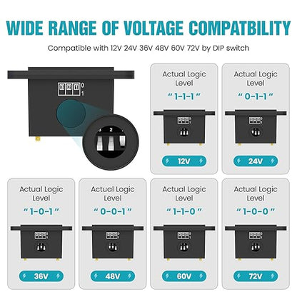 12V 24V 36V 48V 60V 72V Battery Monitor Meter, Waterproof LED Battery Capacity Voltage Indicator Acid&Lithium Battery Gauge Meter for Golf Cart EZGO Club CAR and Most Cars