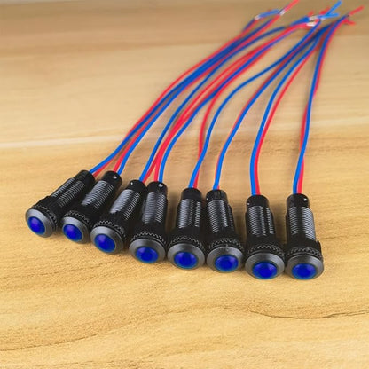 8pcs Blue LED Indicator Pilot Light 110VAC Mounting Hole Size 8mm(Flame Retardant Plastic Shell)