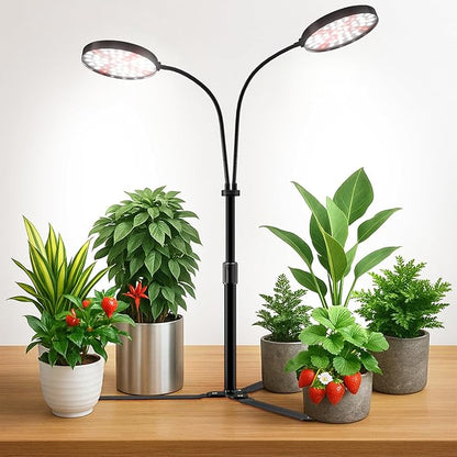 YEOLEH Grow Light for Indoor Plants Growing 6000K Full Spectrum LED Desk Lamp with Dimmable & Timer