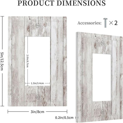 Decorative Outlet Covers Rustic Vintage White Wood Grain 1 Gang Single Rocker Light Switch Cover Plate Wall Plates GFCI Faceplate for Farmhouse Home Decor