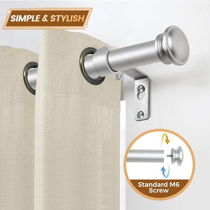 TONIAL Curtain Rod 32 to 86 Inch(2.6-7.2ft), Telescoping Splicing 3/4 Drapery Rods for Windows 54 to 82 Inch(4.5-6.8ft) with Small Cap Finial, Silver