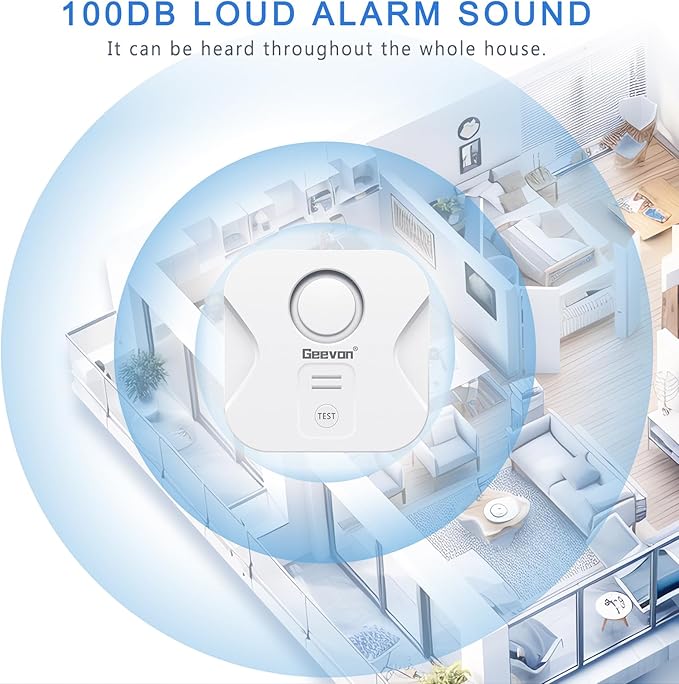 Geevon 10 Pack Water Leak Detectors for Home, 100dB Loud Water Alarm Sensor Leak Detection with Drip Alert for Basements, Laundry Rooms, Kitchen, IP56 Waterproof(Battery Included)
