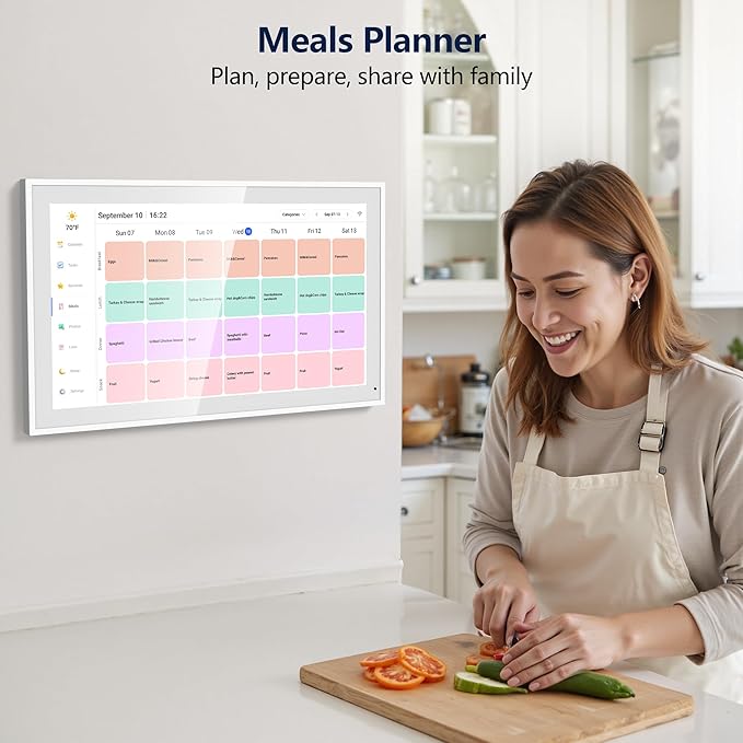 Digital Calendar, 15.6 Inch Wall Planner Electronic Calendar & Chore Chart, Smart Touchscreen Interactive Display for Family Schedules, Great for Organizing Your Routines, Wall & Desk Mountable