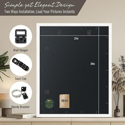 VCK 22x28 Picture Frames white Set of 6, Wide Border Wood Poster Frame, Multi-Directional Display Family Photos, Office Prints, Studio/Gallery Art, Woodgrain Series, Wall Hanging