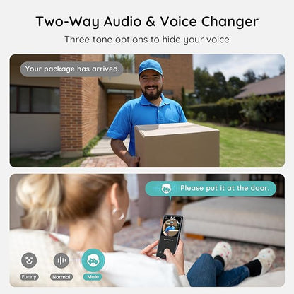 BOIFUN Doorbell Camera Wireless – No Subscription Required, 180° Ultra Wide-Angle, 2K FHD, AI Detection & Alert, HDR Night Vision, Two-Way Audio & Battery Video Doorbell with Chime, 2.4 GHz Wi-Fi Only