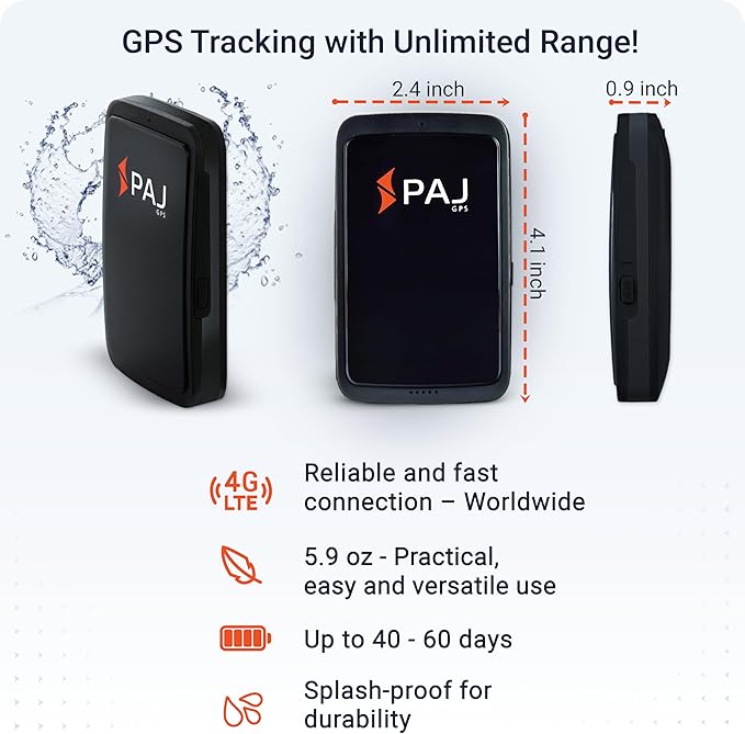 PAJ Allround Finder 4G - Real-Time GPS Tracking for Cars, Motorcycles, Kids & Seniors - SOS Button, Voice Messages & Up to 40-Day Battery for Safety & Security