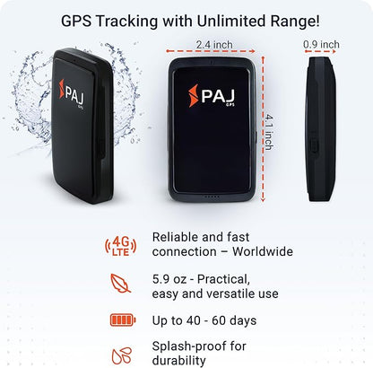 PAJ Allround Finder 4G - Real-Time GPS Tracking for Cars, Motorcycles, Kids & Seniors - SOS Button, Voice Messages & Up to 40-Day Battery for Safety & Security